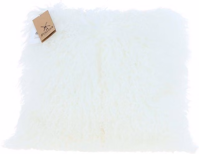Fenland England White Tibetan Sheepskin Cushion