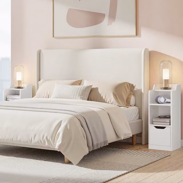 Yaheetech Narrow Bedside Table with Drawer in White