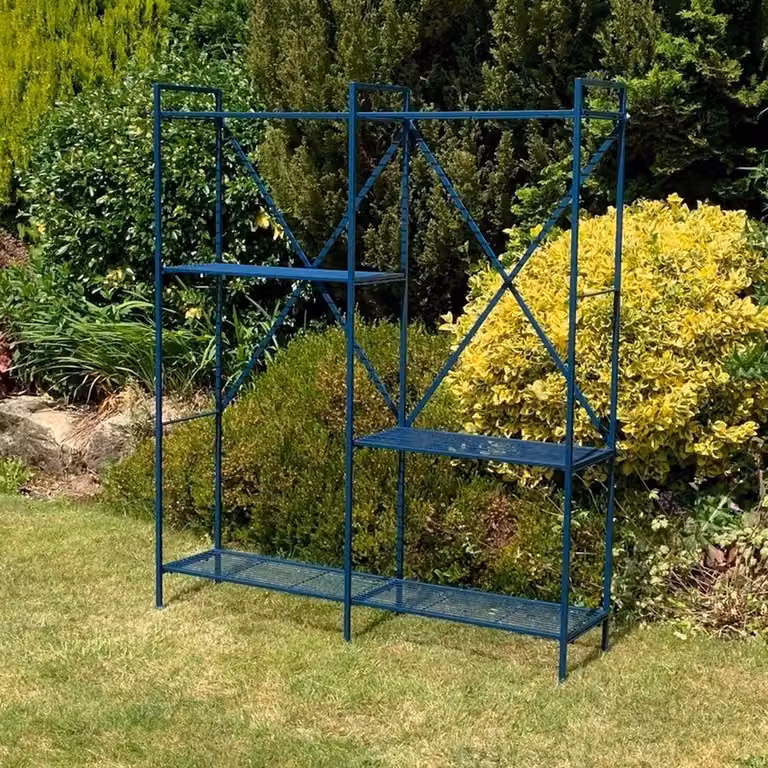 Minster Blue Metal Shelf Unit, W: 120 cm, D: 30 cm, H: 141 cm