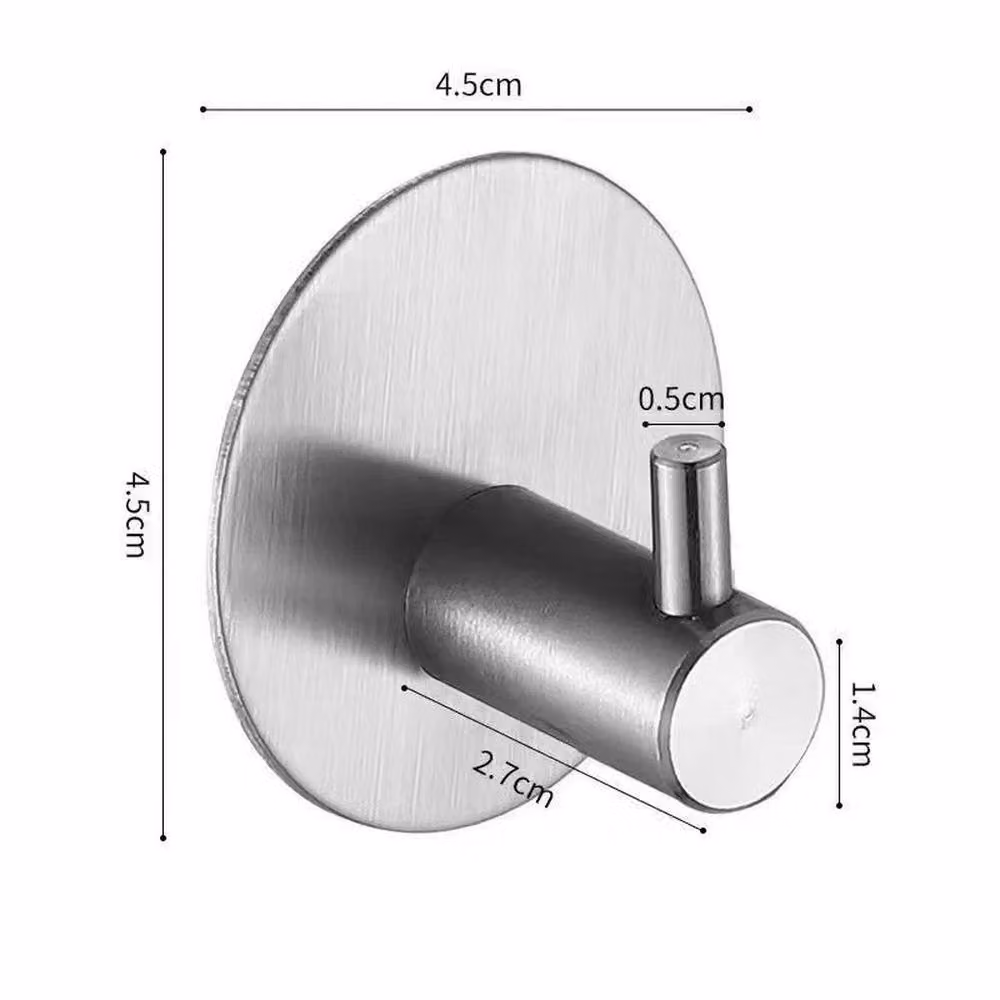 VOGREX 20-Piece Waterproof Stainless Steel Adhesive Wall Hooks in Silver – 2