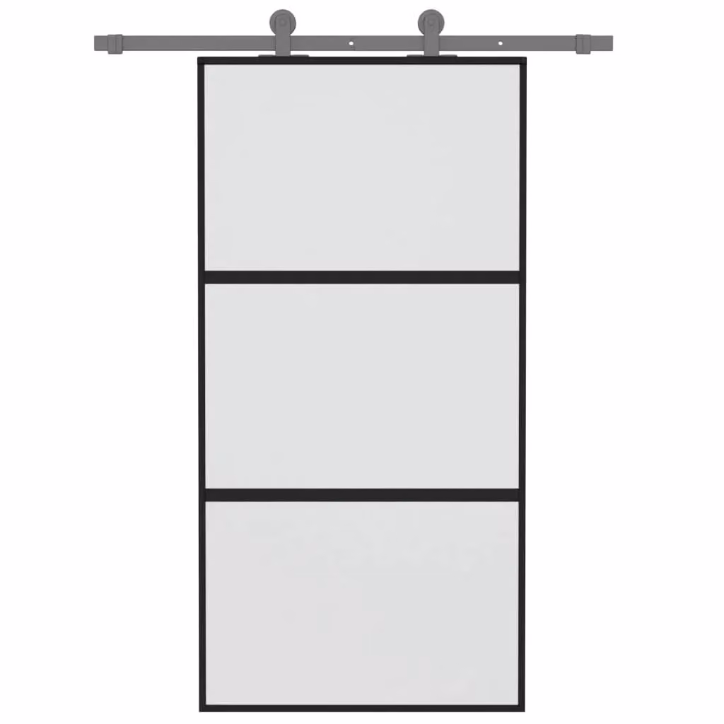 Berkfield Home Minimalist Sliding Door in Black with Tempered Glass and Aluminium, W: 102.5 cm, H: 205 cm – 2
