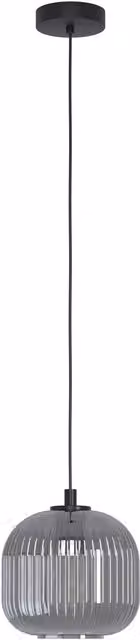 Eglo Mantunalle Black Smoked Pendant Light in Black and Grey Metal and Glass