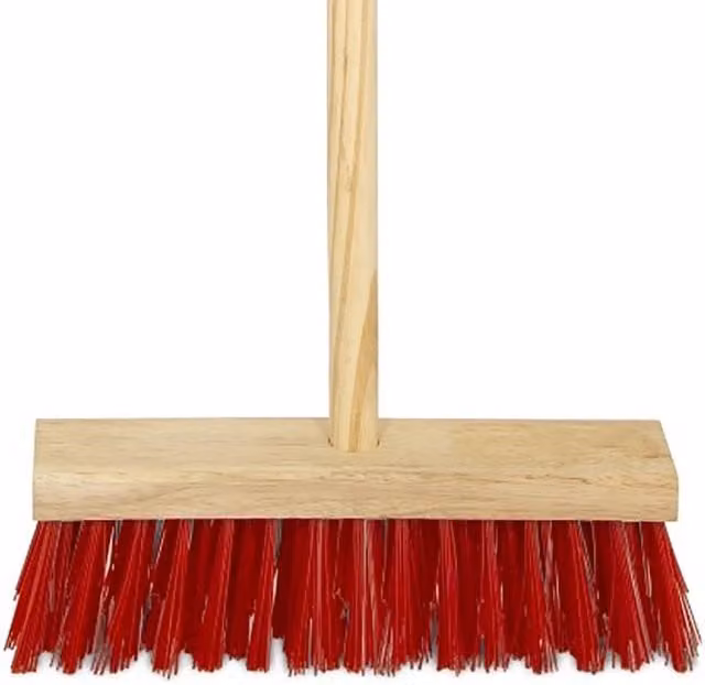 Charles Bentley Red PVC and Wood Broom with Handle