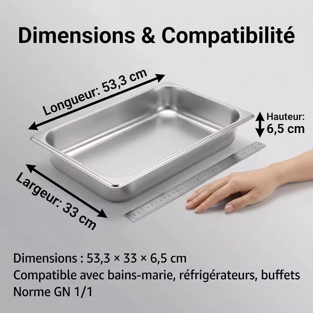 Nordara Set of 2 Rectangular Stainless Steel Stackable Buffet Trays in Silver – 2