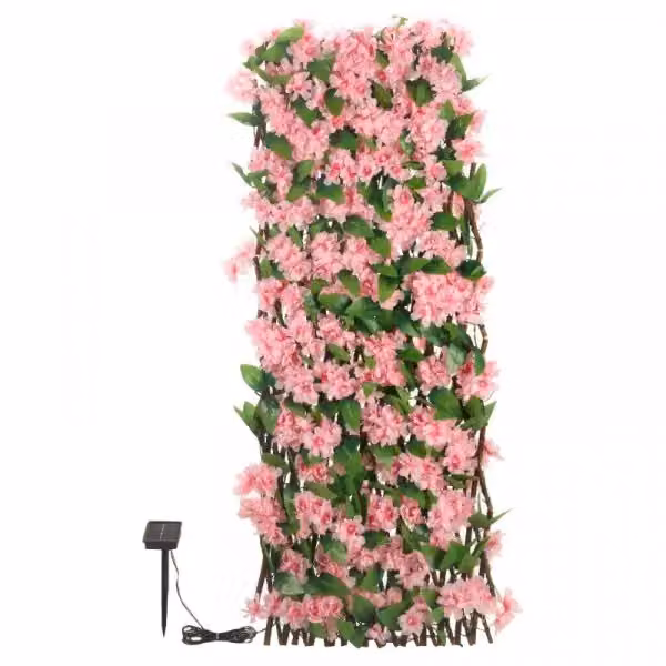 Marco Paul Solar Artificial Pink Blossom Flower Wall with LED Warm White Lights, W/H: 60 x 180 cm – 2