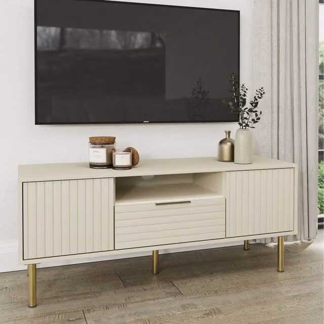 GFW Nervata Art Deco TV Unit in Ivory