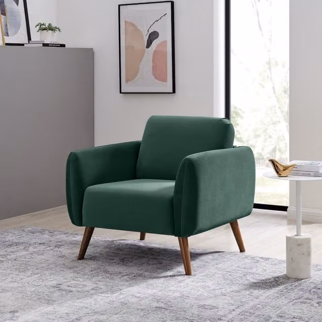 FurnitureboxUK Teddy Upholstered Velvet Tub Armchair in Green