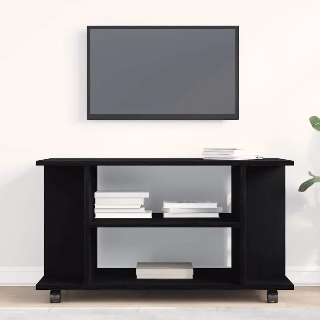 Berkfield Home Modern Black Oak TV Cabinet with Castors, W/D/H: 80 x 40 x 45 cm – 3