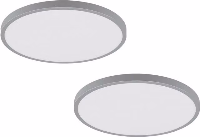 Loops 2 Pack Silver Round Surface Mounted LED Wall and Ceiling Light, Diameter: 40 cm, 25W, 4000K