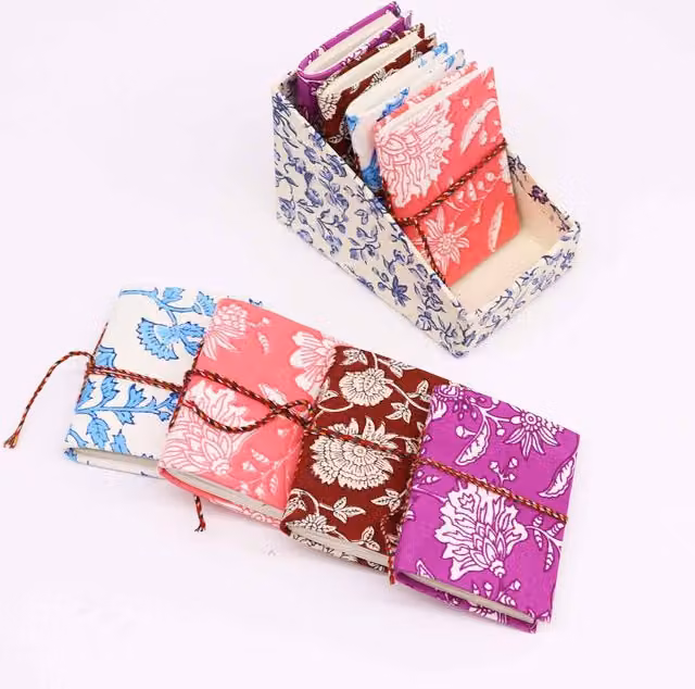 KDMK Floral Print Softcover Cotton Bound Notebooks in Multicolour and Yellow