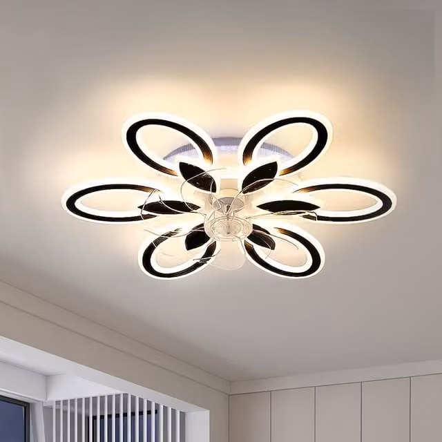 Lifeideas Modern RGB LED Ceiling Fan Light in Black with Remote Control and Timer