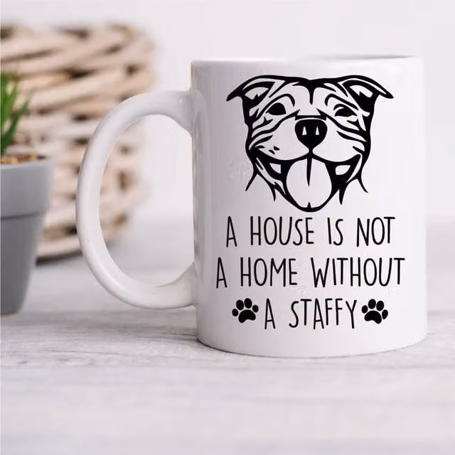 60 Second Makeover Staffy Mug, White Ceramic Staffordshire Bull Terrier Pet Lover Design – 1
