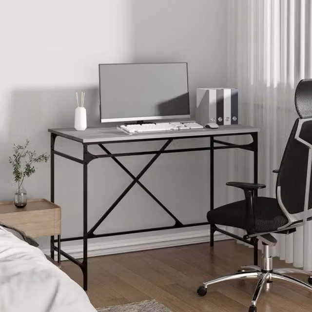 Berkfield Home Charming Writing Desk in Grey Sonoma, W/D/H: 100 x 50 x 75 cm – 1