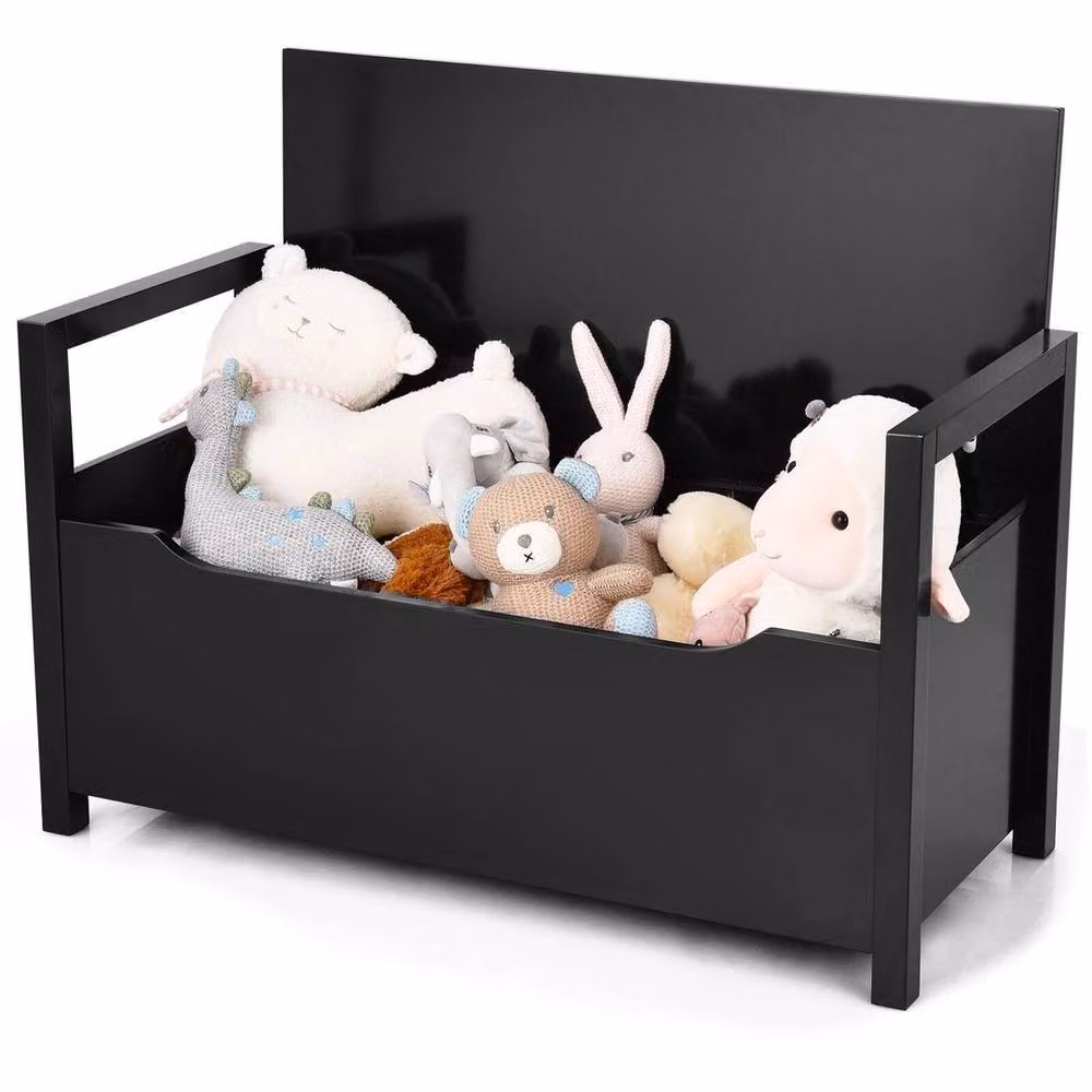 KORVIXA 2-in-1 Black Wooden Shoe Bench and Storage Cabinet – 4