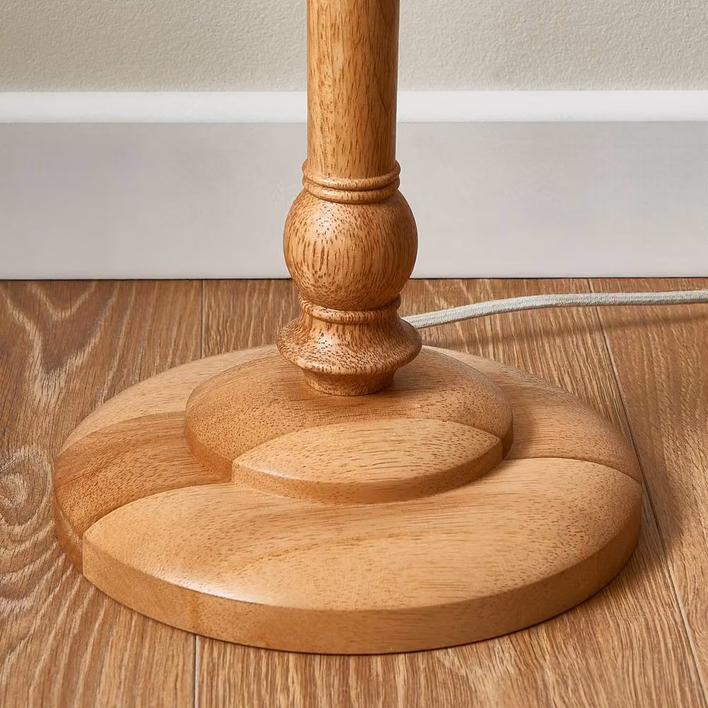 First Choice Lighting Julian Natural Wood Floor Lamp with Fabric Shade – 2