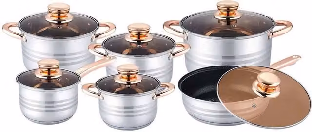 PAWNORA 12-Piece Stainless Steel Cookware Set in Silver – 1