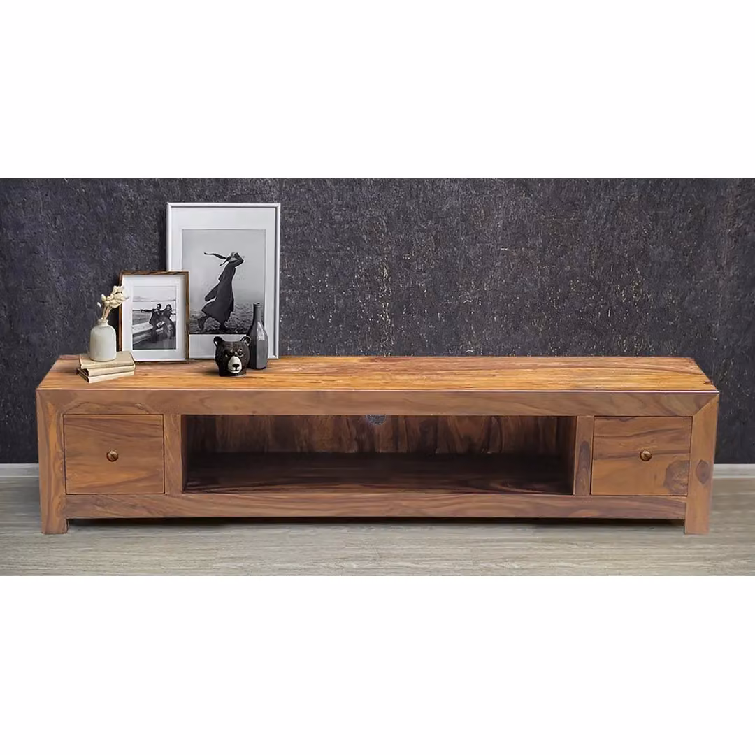 Jaipur Furniture Ltd Large Plazma TV Unit with Drawer in Brown Sheesham Wood, W/D/H: 200 x 40 x 45 cm – 2