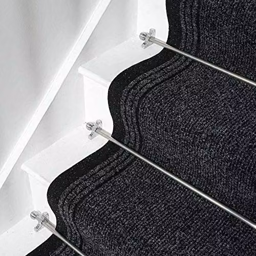 runrug Inca Non-Slip Stair Runner Rug in Black, W: 66 cm, L: 510 cm – 5