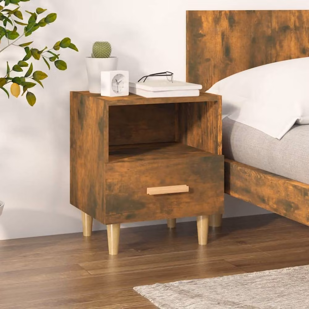 Berkfield Home Bedside Cabinet in Smoked Oak Brown, W/D/H: 40 x 35 x 47 cm – 2