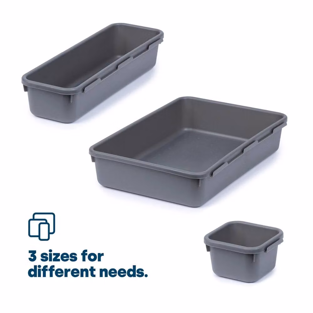 Nordara 8-Piece Grey Plastic Drawer Organiser and Sock Storage Divider Set – 3