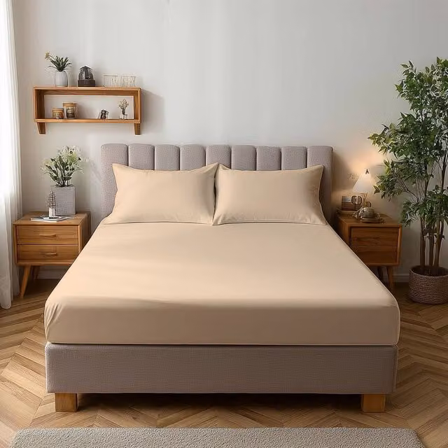 Snug City Microfibre Soft Touch Fitted Sheet, Beige, Super King, W/D/H: 180 x 200 x 25 cm – 1