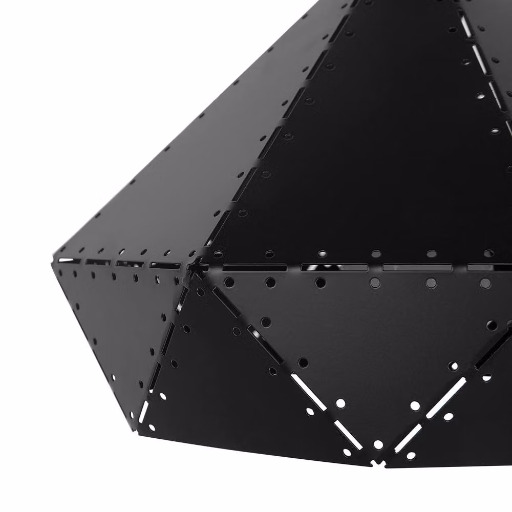 Wyld and Coco Suspended LED Pendant Lamp in Black Metal and Wood – 4