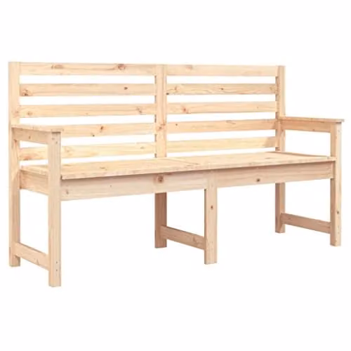 vidaXL Garden Bench in Natural Pine Wood with Armrests, W/D/H: 159.5 x 48 x 91.5 cm