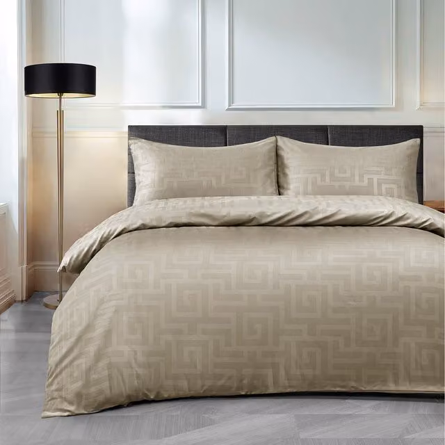Velosso Mediterranean Graphic Patterned Microfibre Duvet Cover Set, Beige, 180 x 200 cm