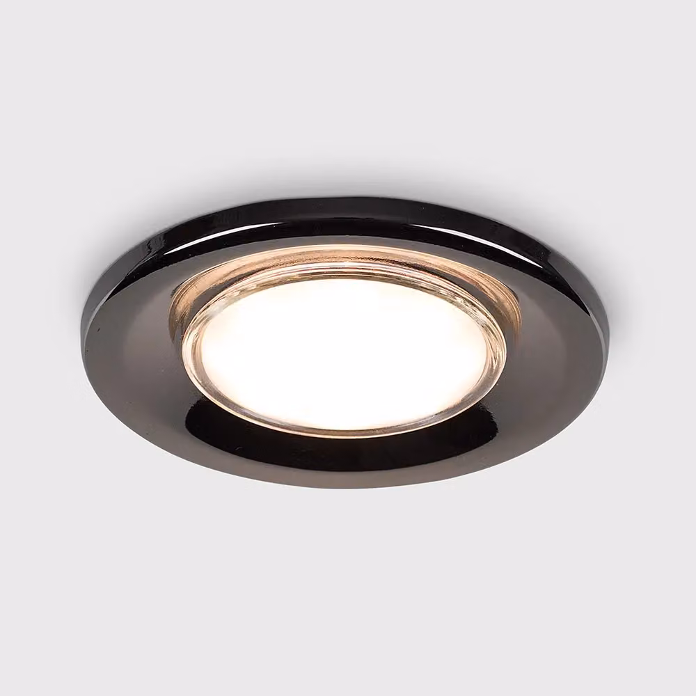 ValueLights 4 Pack Black Chrome Fire Rated Recessed LED Downlight Ceiling Light Fittings with Warm White Bulbs – 3