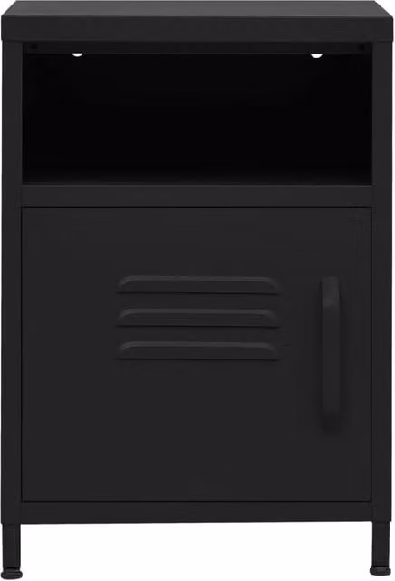 Berkfield Home Set of 2 Black Matt Steel Nightstands, W/D/H: 35 x 35 x 51 cm