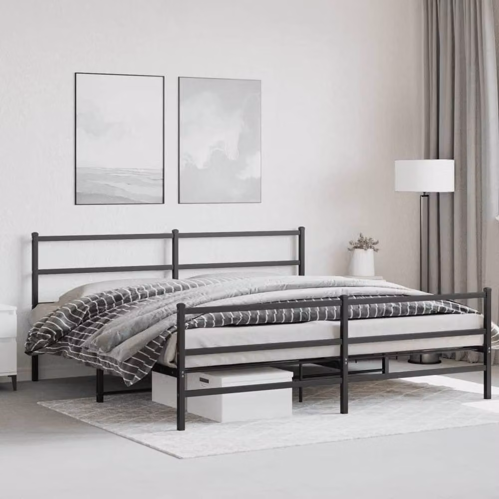 Berkfield Home Metal Bed Frame with Footboard in Black, 200 x 200 cm – 3
