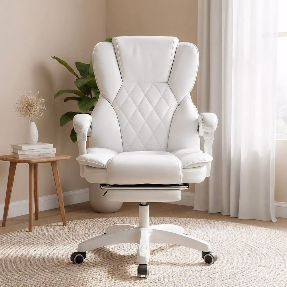 FLAVORA White High Back Office Task Chair with Headrest and Weight Adjustment – 2