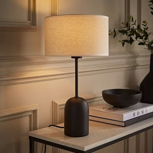 Kaiden Dome Table Lamp with White Fabric Shade
