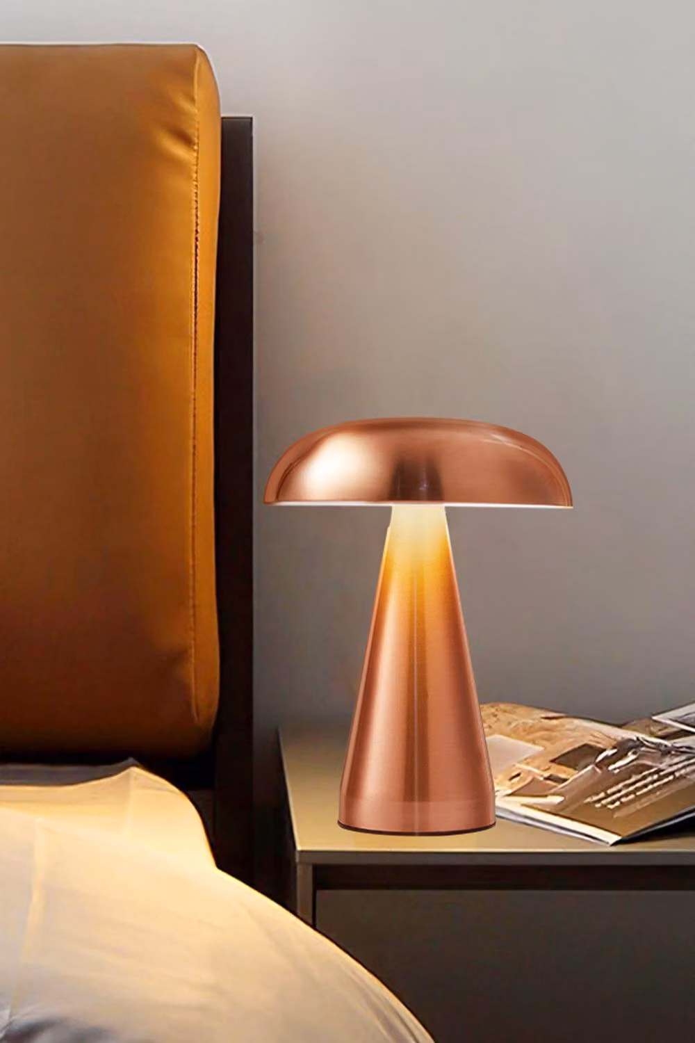 H&O Direct Mushroom Shape Rechargeable Dimmable Table Lamp in Gold/Brass – 2