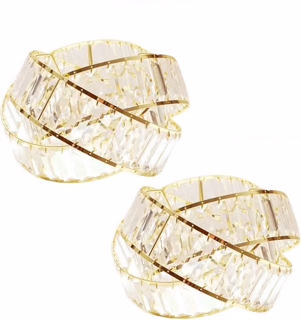 Hudson Pair of Gold Acrylic Jewel Easy Fit Round Lampshades