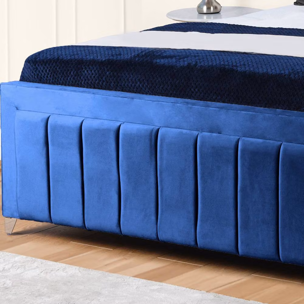 UK Bed Furniture Siarra Small Double Ottoman Gas Lift Upholstered Velvet Bed in Blue – 3