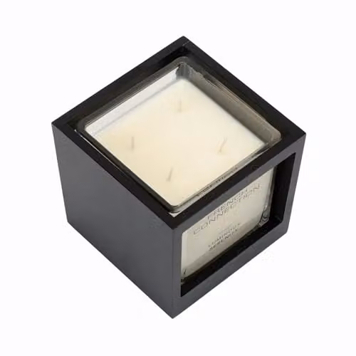 French Connection Luminous Serenity Scented Candle with White Wooden Surround and Square Holder – 3