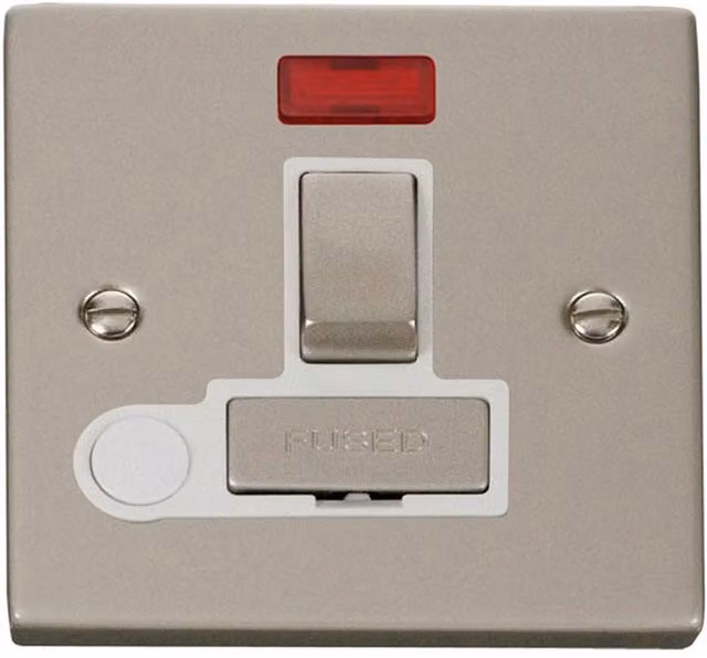 SE HOME White Surface Mounted Combination Switched 13A Fused Ingot Connection Unit with Neon and Flex