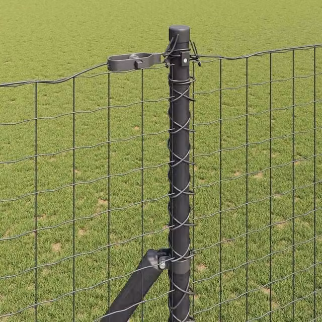 Berkfield Home 26 Piece Set of Grey Galvanised Steel Round Fence Posts, Height: 200 cm, Diameter: 32 mm – 1