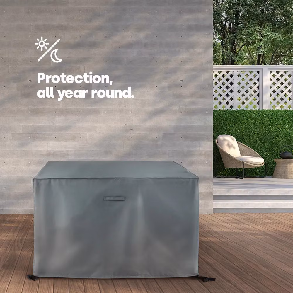 LIVIVO Waterproof Grey Rattan Furniture Cube Cover for 4 Seater Outdoor Table Sets, W/D/H: 122 x 122 x 76 cm – 2