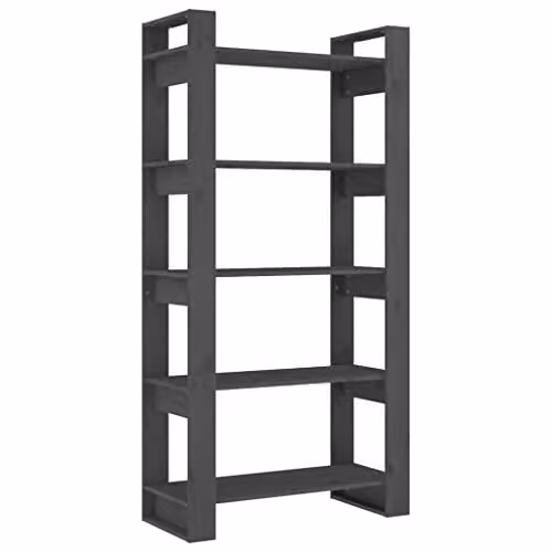 vidaXL Solid Wood Multi-Functional Book Cabinet and Room Divider in Grey