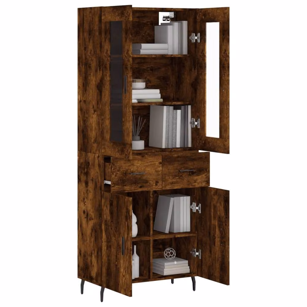 Berkfield Home Smoked Oak Highboard in Brown, W/D/H: 69.5 x 34 x 180 cm – 3