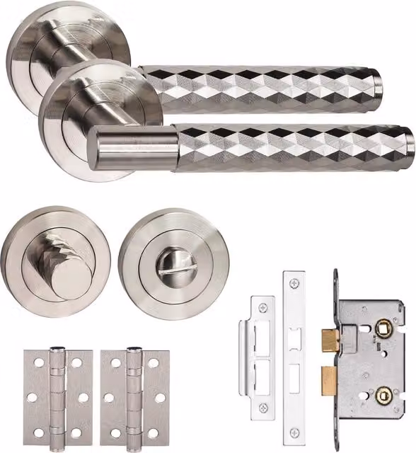 Golden Grace Nickel Plated Silver Door Handle Set