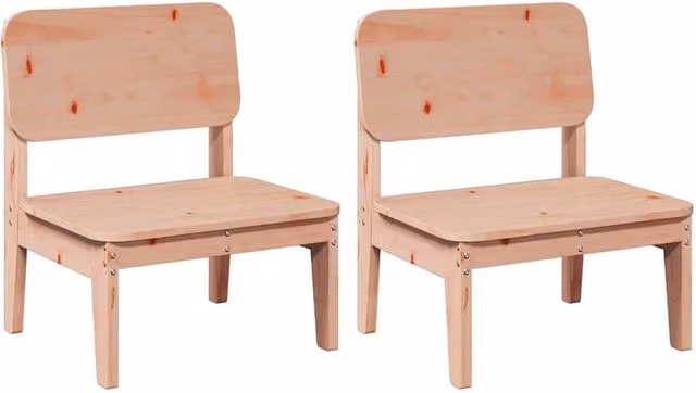 Berkfield Home Set of 2 Rustic Douglas Solid Wood Garden Chairs in Light Tan, W: 60 cm, D: 52.5 cm, H: 72 cm