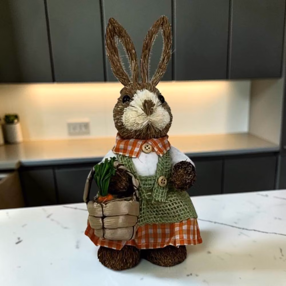 Four Candle Mrs Rabbit Brown Fabric Figurine, Height: 23 cm – 3