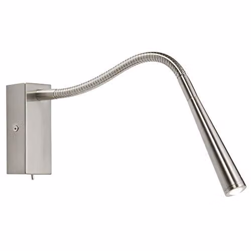 Loops Modern Brushed Chrome LED Wall Mounted Task Lamp with Warm White Light and Adjustable Arc Arm