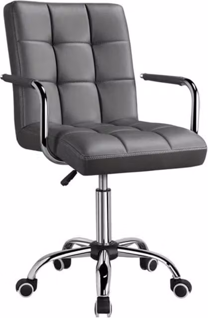 Kelvenix Grey Synthetic Leather Swivel Home Office Task Chair – 1