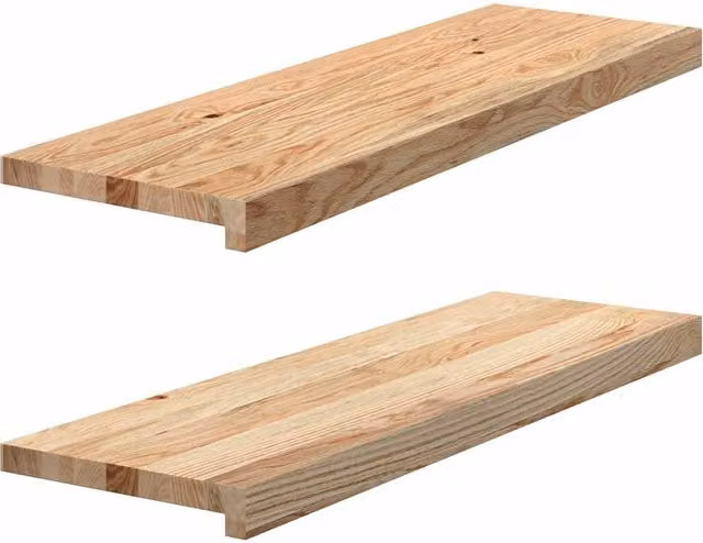 Berkfield Home Untreated Solid Oak Wood Window Sills, 2 Pieces, Brown, W: 80 cm, D: 25 cm, H: 2 cm