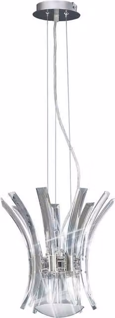 Sinclair 4 Light Suspended Ceiling Pendant in Polished Chrome with Grey Crystal Glass