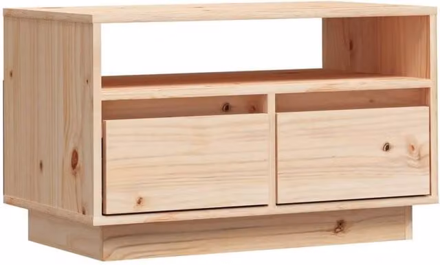 Berkfield Home TV Cabinet in Natural Solid Pine, W/D/H: 60 x 35 x 37 cm – 1